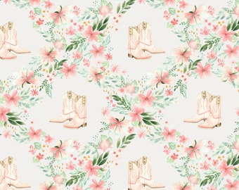 Ivoorkleurige cowgirllaars bloemenstof, westernstof, op maat gesneden stof, Kamiden Studio, quiltkatoen, laken, gebreide stof, canvas, ribstof