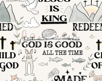 Christian Text Fabric, Bible Scripture Fabric, Religious Fabric, Fabric by the Yard, BY Design, Quilting Cotton, Knit Fabric, Jersey, Canvas