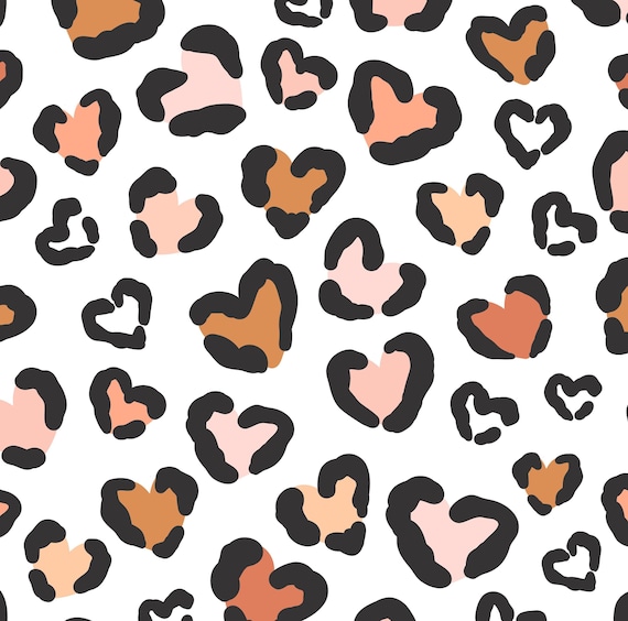 Heart Cheetah Print Fabric, Animal Print Fabric, Valentine's Day Fabric, Fabric by the Yard, Julie Storie, Quilting Cotton, Knit Fabric