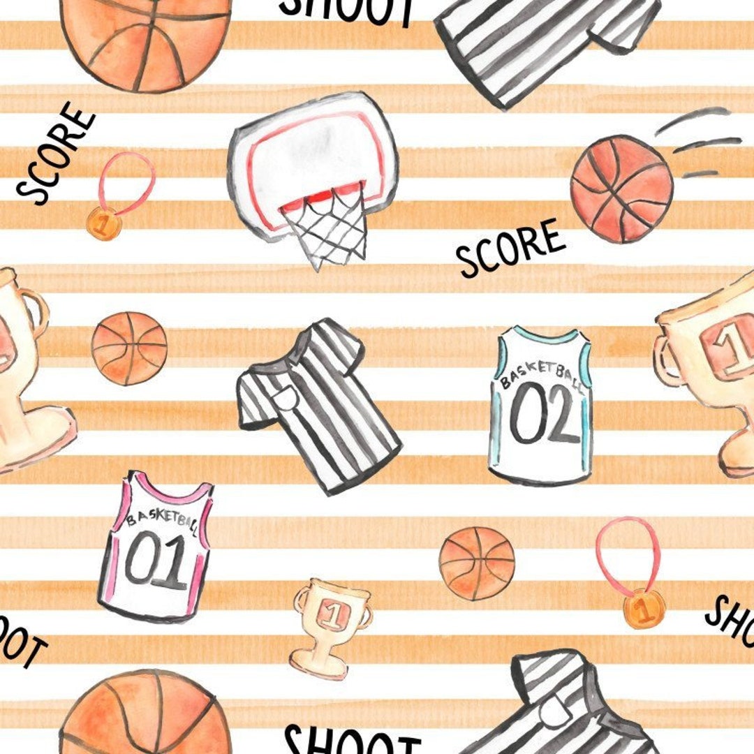 Basketball Fabric, Fabric by the Yard, Sports Fabric, Quilting Cotton