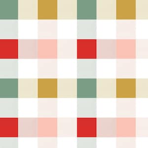 Ljust julginghamtyg, rödgrönt och senapsfärgat ginghamtyg, tyg på metervara, Indy Bloom, quiltbomull, jersey, kläde, satin