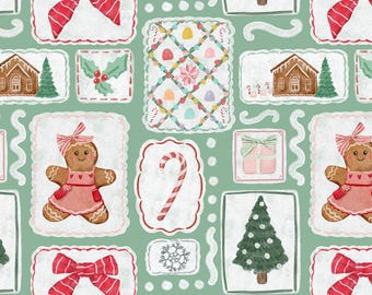Gingerbread Girl Fabric, Christmas Cookie Fabric, Fabric by the Yard, Lindsay Anne, Quilting Cotton, Canvas, Knit Fabric, Sateen, Minky