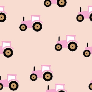 Tela de tractor rosa, tela de tractor para niña, tela cortada a medida, Little Smilemakers, algodón para acolchado, satén, paño fino, tela Minky, tela de punto