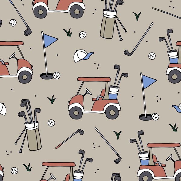 Tela de golf azul y canela, tela deportiva de golf, tela cortada a medida, Little Smile Makers, algodón para acolchado, tela de punto, lona, tabla de surf