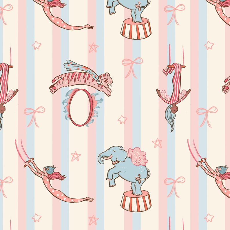 Circus Animal Fabric, Carnival Fabric, Fabric by the Yard, Tylee + Art ...