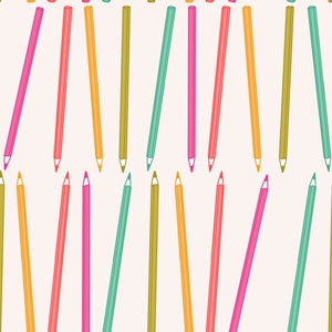 Colored Pencil Fabric, Back to School Fabric, Fabric by the Yard, Ashes + Ivy, Quilting Cotton, Knit Fabric, Canvas, Spandex, Jersey Knit
