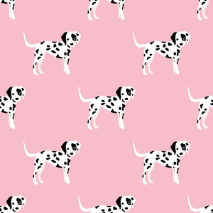 Pink Dalmation Fabric, Fabric by the Yard, Dog Fabric, Little Smile Makers, Quilting, Knit Fabric, Canvas, Bamboo, Spandex, Fat Quarter