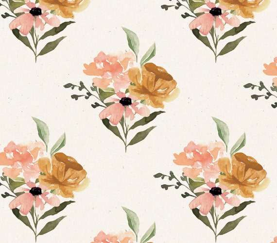 Boho Floral Fabric, Fabric by the Yard, Cate & Rainn, Bamboo, Quilting Cotton, French Terry, Canvas Fabric, Swim Fabric, Jersey, Spandex