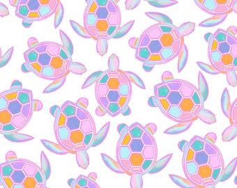 Colorful Sea Turtle Fabric, Ocean Animal Fabric, Fabric by the Yard, Colour & Joy, Swim Fabric, Boardshort Fabric, Quilting Cotton, Jersey