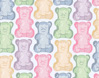 Pastel Gummy Bear Fabric, Candy Fabric, Fabric by the Yard, Jackie Jean, Quilting Cotton, Knit Fabric, Spandex, Broadcloth, Fat Quarter