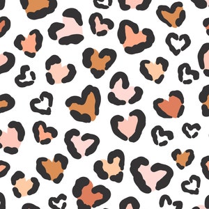 Heart Cheetah Print Fabric, Animal Print Fabric, Valentine&#39;s Day Fabric, Fabric by the Yard, Julie Storie, Quilting Cotton, Knit Fabric