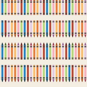 Crayon Fabric, Back to School Fabric, Fabric by the Yard, School Supply Fabric, Quilting Cotton, Knit Fabric, Canvas, Broadcloth, sateen