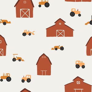 Tela de granero y tractor, tela de granja, tela cortada a medida, Coit Creative, algodón para acolchado, algodón orgánico, bambú, tela de punto, Minky