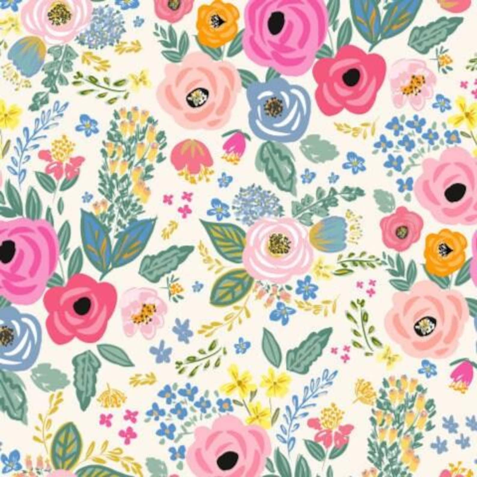 Spring Ivory Floral Fabric, Fabric by the Yard, Shop Cabin, Quilting ...