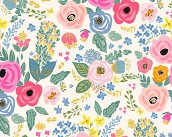 Frühling Ivory Blumen Stoff, Meterware, Geschäft Cabin, Quilting Baumwolle, Baumwollsatin, Leinwand, Spandex, Bambus