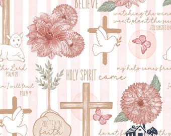 Tela de Pascua con cruz religiosa, estampado de escrituras cristianas, BY Design Graphics