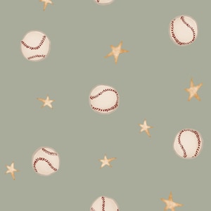 Green Baseball Fabric, Retro Sports Fabric, Fabric by the Yard, Tate Made Modern, Quilting Cotton, Knit Fabric, Spandex, Canvas, Minky