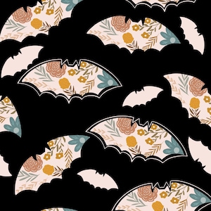 Halloween Bat Fabric, Boho Halloween Fabric, Fabric by the Yard, Heather Design Co, Quilting Cotton, Knit Fabric, Canvas, Minky, Jersey
