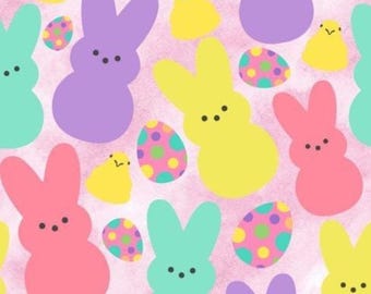 Easter Treats Fabric by the Yard, Colorful Bunny Print, Mikayla Murphy