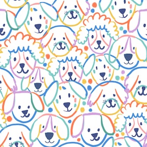 Colorful Dog Fabric, Rainbow Dog Fabric, Fabric by the Yard, Colour and Joy, Quilting Cotton, Canvas, Swim Fabric, Jersey, Broadcloth