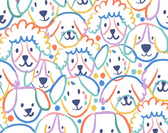 Colorful Dog Fabric, Rainbow Dog Fabric, Fabric by the Yard, Colour and Joy, Quilting Cotton, Canvas, Swim Fabric, Jersey, Broadcloth