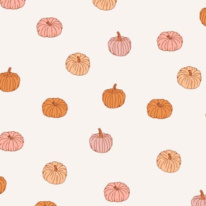 Cream Scattered Pumpkin Fabric, Fabric by the Yard, Fall Fabric, Thread Mama, Quilting Cotton, Bamboo, Jersey, Canvas, Spandex, Broadcloth