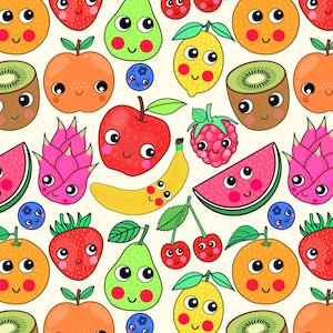Colorful Fruit Fabric, Cartoon Fruit Fabric, Fabric by the Yard, Rocket Lion, Swim Fabric, Boardshort, Quilting Cotton, Canvas, Bamboo