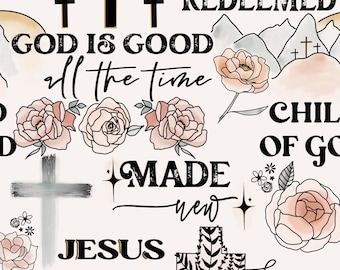 Christian Text Fabric, Bible Scripture Material, Religious Print, BY Design
