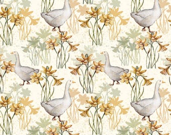 Tela de ganso, tela de pájaro, tela de animales de granja, tela cortada a medida, Wharfdale Studio, algodón para acolchado, tela de punto, lona, satén, batista