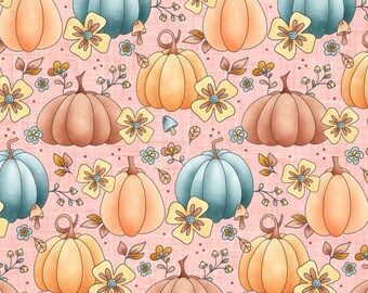 Rosa Kürbis Blumenstoff, Meterware, Herbst Stoff, Krystal Winn, Quilt Baumwolle, Minky, Strickstoff, Leinwand, Jersey