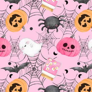 Pink Halloween Fabric, Girl Halloween Fabric, Fabric by the Yard, Tori Egeler, Quilting Cotton, Knit Fabric, Sateen, Broadcloth, Minky