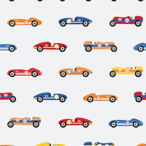 Tela de coche de carreras, tela cortada a medida, tela de vehículo, carreras retro, papel Lily Girl, algodón para acolchado, pantalones cortos, paño fino, tela de punto