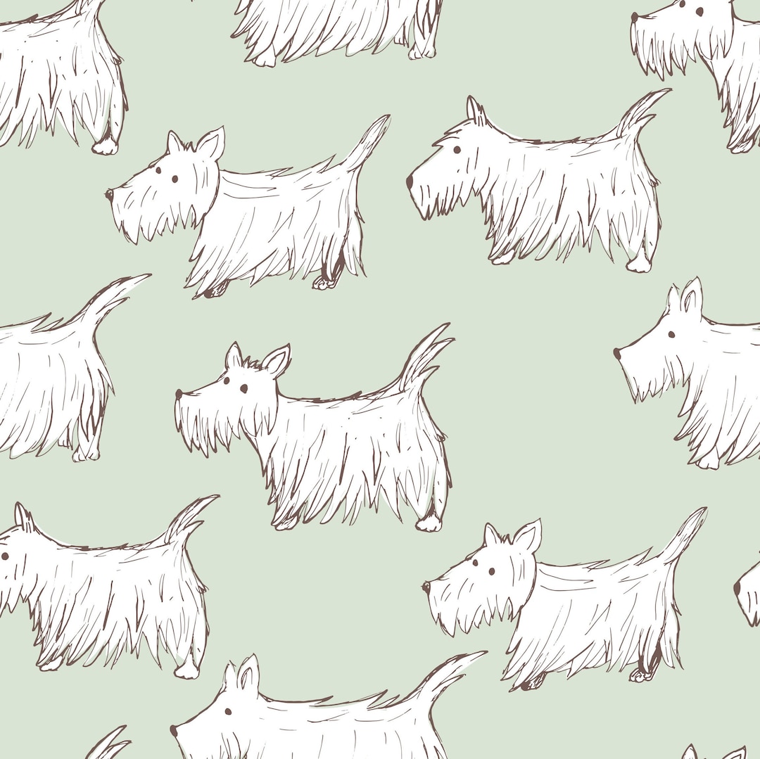 Scottie Dog Fabric, Scottish Terrier Fabric, Fabric by the Yard