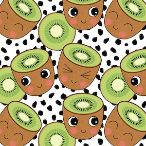 Süßer Kiwi-Stoff, Cartoon-Obststoff, Kinderstoff, Rocket Lion, Quilting Baumwolle, Minky, Canvas, Strickstoff