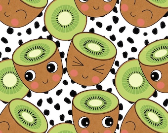 Cute Kiwi Fabric, Cartoon Fruit Fabric, Children's Fabric, Fabric by the Yard, Rocket Lion, Quilting Cotton, Minky, Canvas, Knit Fabrics