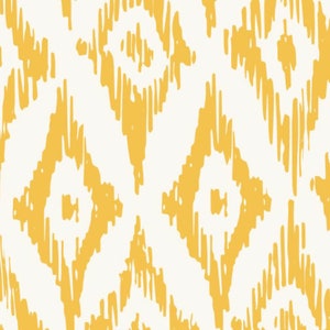 Yellow Ikat Fabric, Diamond Design Fabric, Hufton Studio, Fabric by the Yard, Quilting Cotton, Organic Cotton, Bamboo, Canvas, Spandex