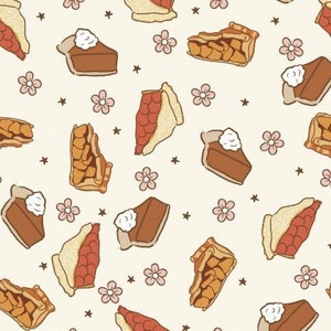 Slice of Pie Fabric, Fabric by the yard, Thanksgiving Fabric, Brittany Frost, Quilting Cotton, Bamboo, Broadcloth, Canvas, French Terry