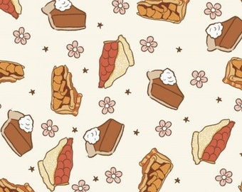 Slice of Pie Fabric, Fabric by the yard, Thanksgiving Fabric, Brittany Frost, Quilting Cotton, Bamboo, Broadcloth, Canvas, French Terry