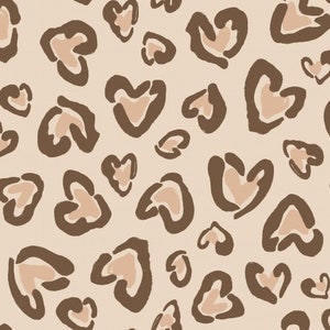 Cheetah Heart Print Fabric, Valentine&#39;s Fabric, Fabric by the Yard, Hufton Studio, Quilting, Cotton Spandex, Fat quarter,Sewing,French Terry