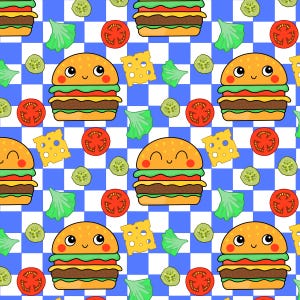 Cheeseburger Fabric, Cartoon Food Fabric, Children's Fabric, Fabric by the Yard, Rocket Lion, Quilting Cotton, Minky, Canvas, Knit Fabrics