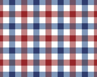 Patriotic Large Gingham Fabric, Fabric by the Yard, 4th of July, Cate and Rainn, Quilting Cotton, Spandex, Sateen, Bamboo, Swim, Canvas