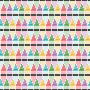 Crayon Fabric, Back to School Fabric, Fabric by the Yard, Becca Alessi, Quilting Cotton, Canvas, Knit Fabric, Jersey, Bamboo, Minky, Sateen