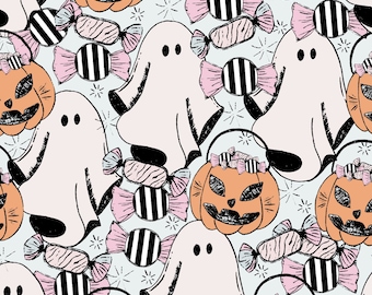 Ghost Fabric, Halloween Fabric, Pumpkin Fabric, Cute Halloween Fabric, Aryn Haus, Quilting Cotton, Knit Fabric, Canvas, French Terry, Bamboo