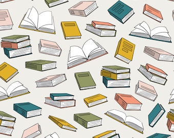 Book Fabric, Library Fabric, Book Lover Fabric, Fabric by the Yard, Back to School, Little Arrow, Quilting Cotton, Canvas, Sateen, Minky