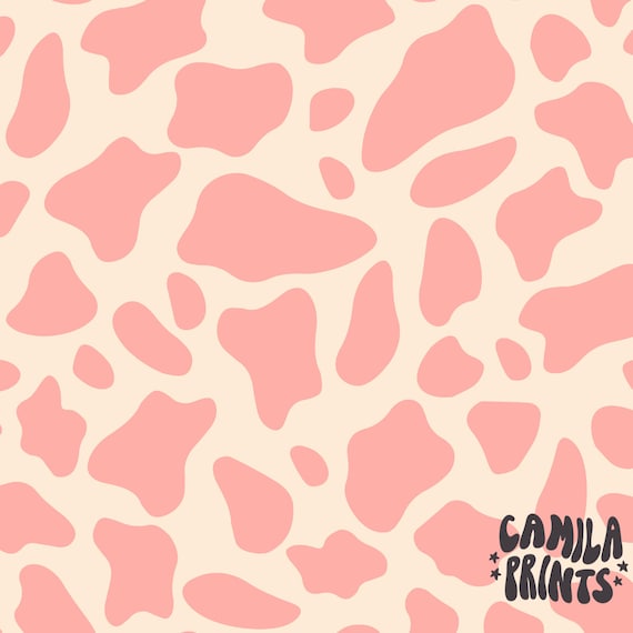 Pink and Cream Cow Spot Fabric, Fabric by the Yard, Farm Animal
