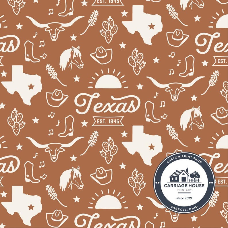 Texas Repeating Vector Texas State Fabric, State Symbols Print, Tate Made Modern - Etsy