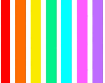 Wide Rainbow Stripe Fabric, Colorful Stripe Fabric, Fabric by the Yard, Rocket Lion, Quilting Cotton, Canvas, Knit Fabric, Sateen, Minky