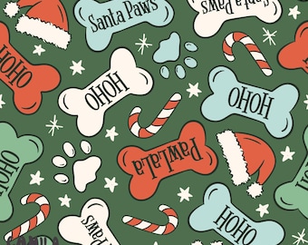 Weihnachtliche Hunde Leckerlies Stoff, Nikolaus Hund Stoff, Meterware, Camila Prints, Quilt Baumwolle, Leinwand, Minky, Jersey
