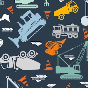 Tela para camiones de construcción de la Marina, tela para tractores, tela cortada a medida, algodón para acolchado, paño fino, tela Minky, tela de punto, satén, punto acanalado