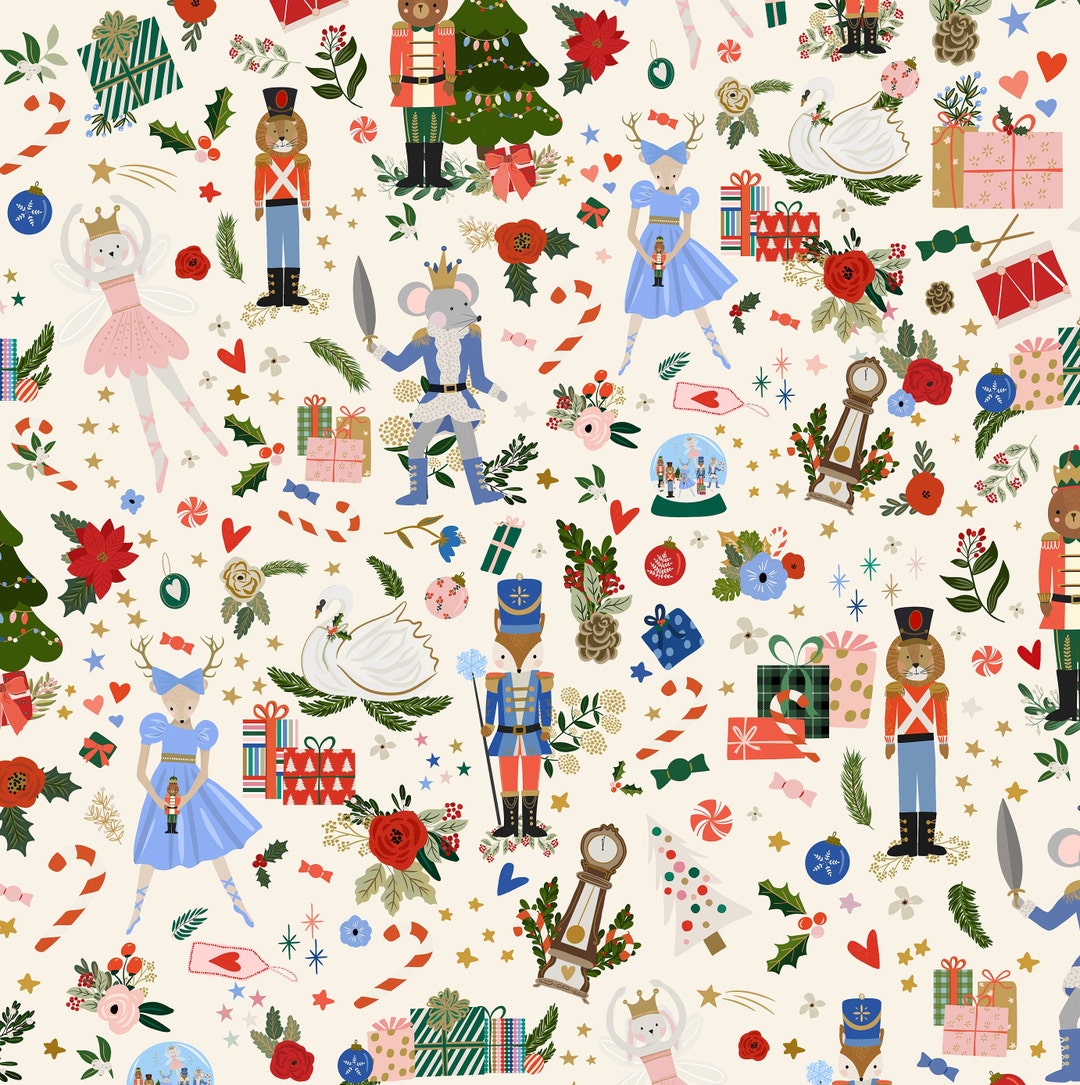 Woodland Animal Nutcracker Fabric, Christmas Fabric, Fabric by the Yard